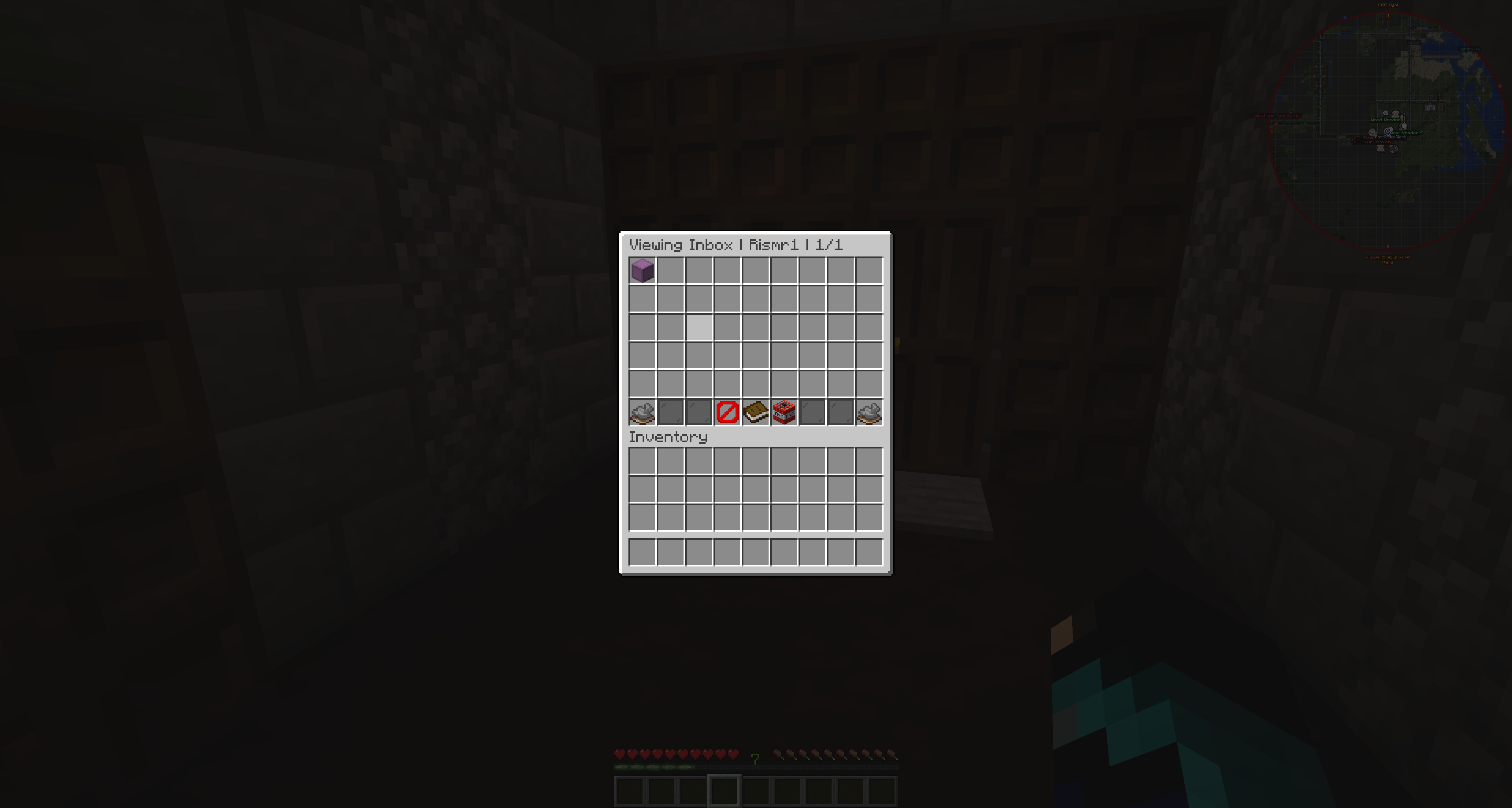 Admin viewing a player inbox through MailboxGUI Admin Tools