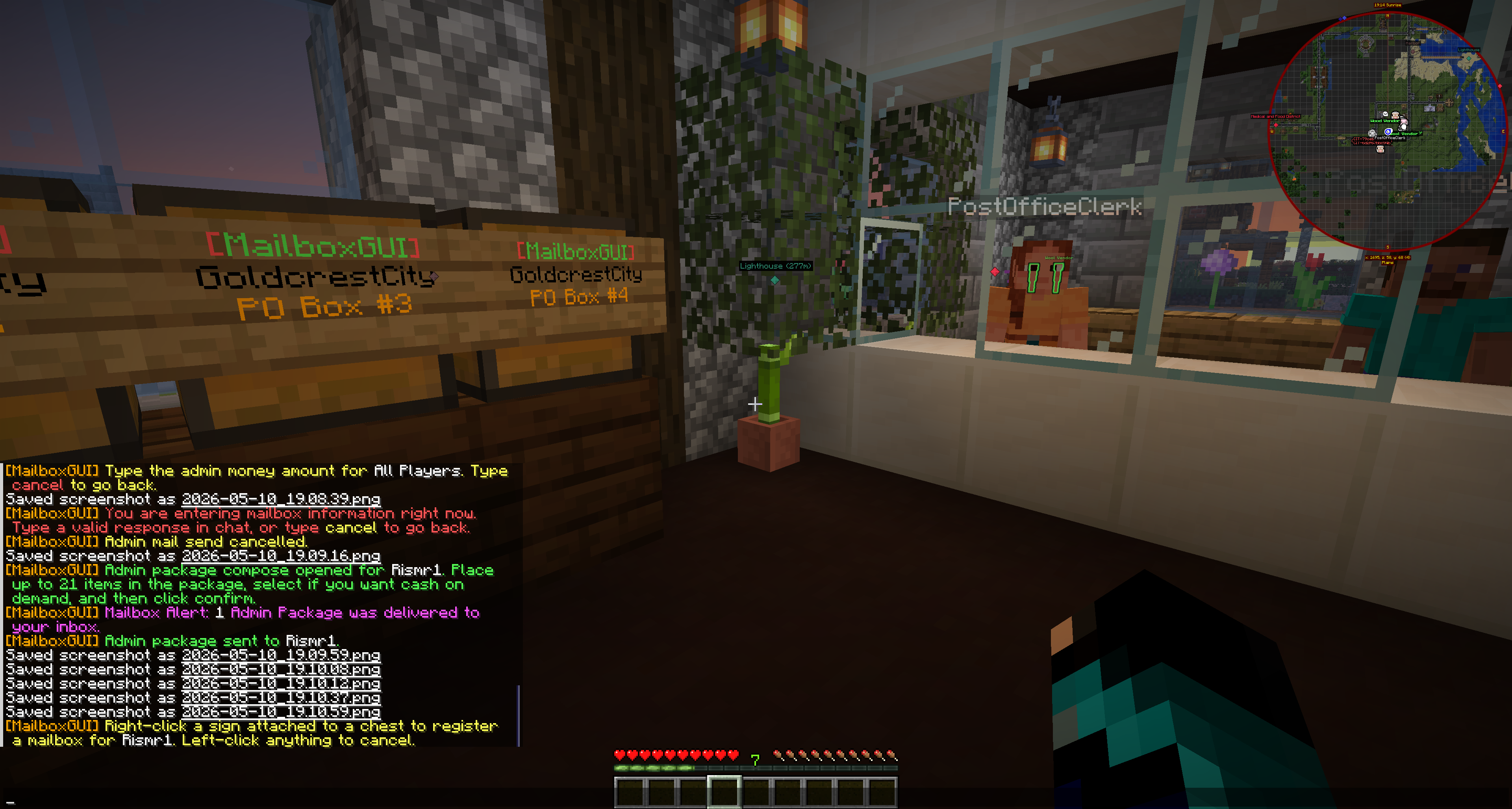 Admin registration prompt for adding a mailbox to a selected player