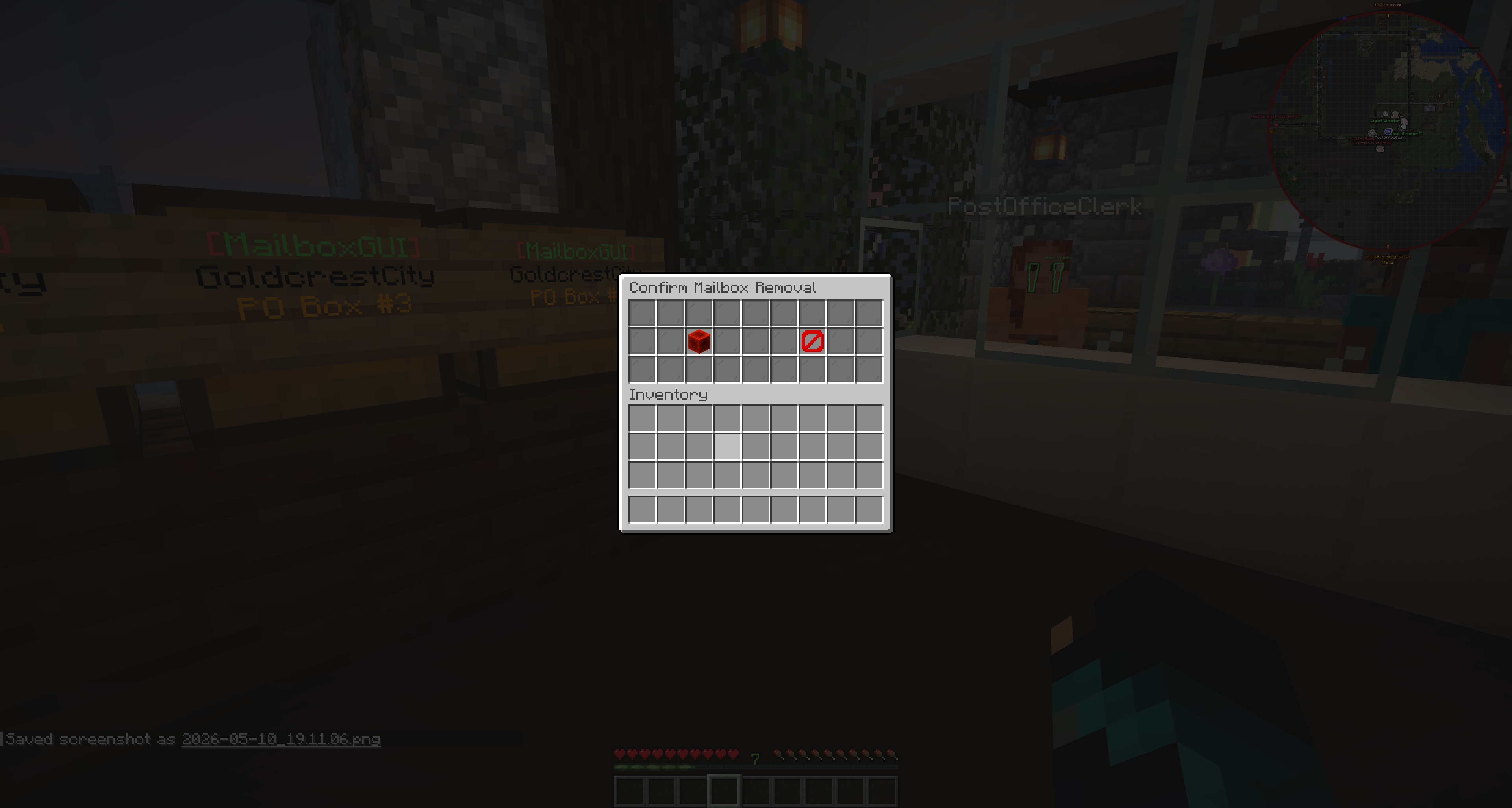 Confirmation GUI for removing a registered player mailbox