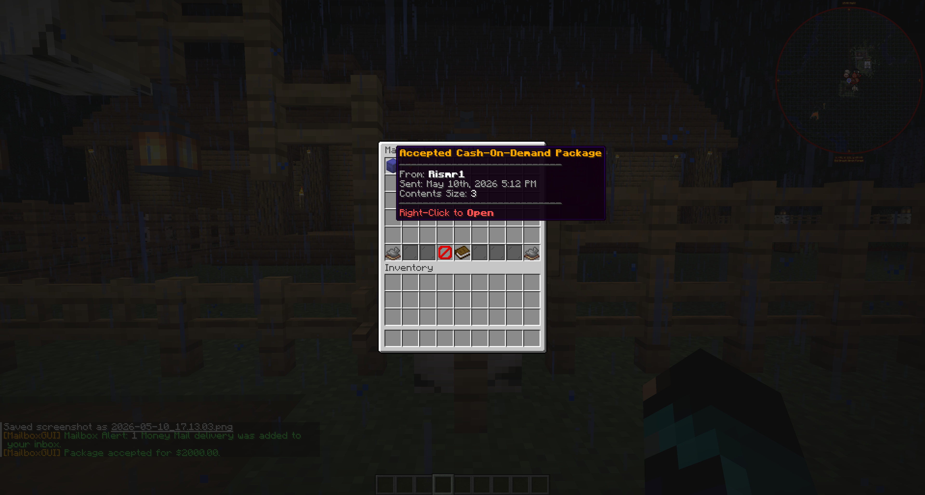 Accepted COD package displayed in the recipient inbox after payment