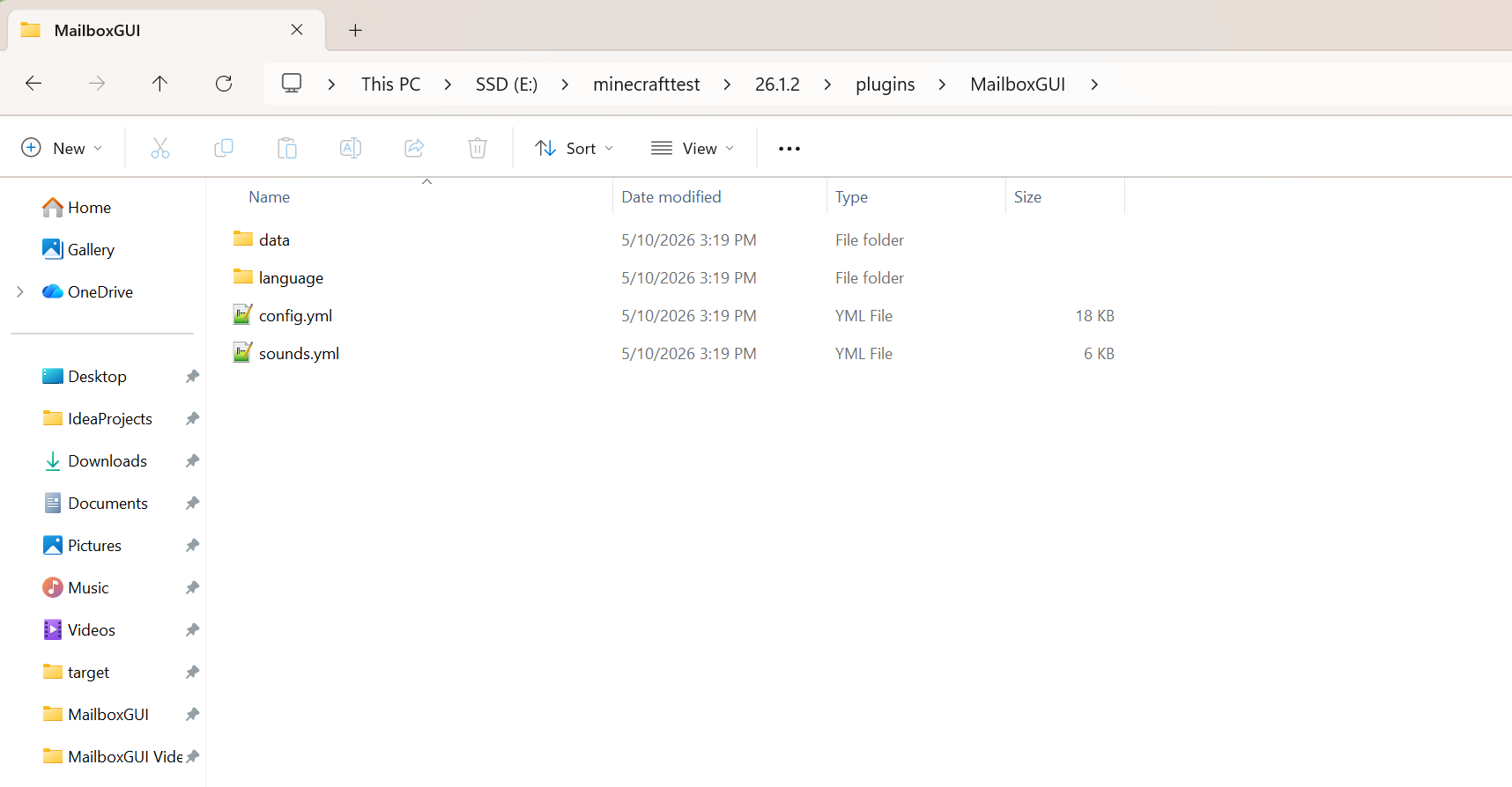 MailboxGUI generated files after first server startup