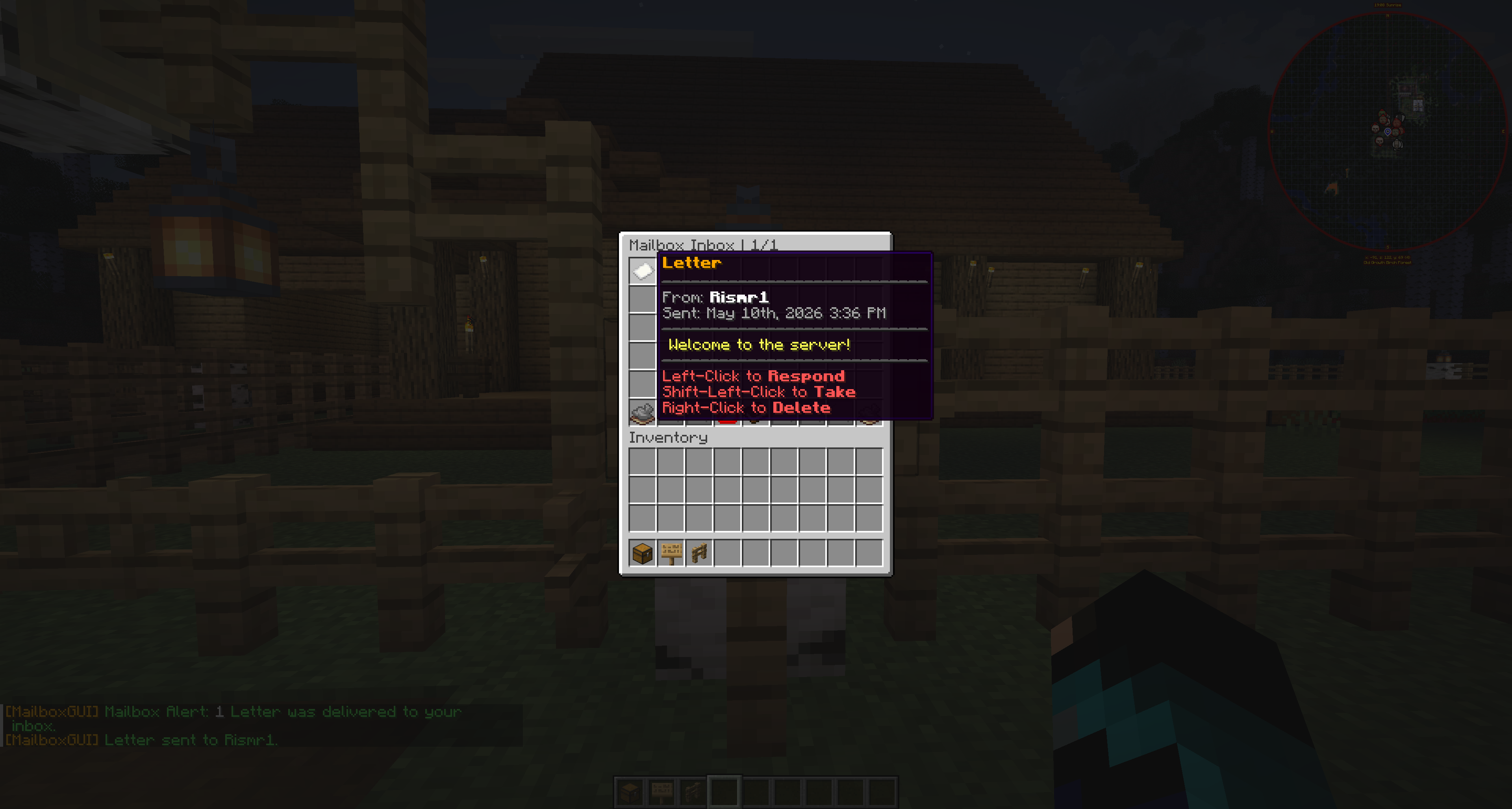 MailboxGUI letter preview and action choices