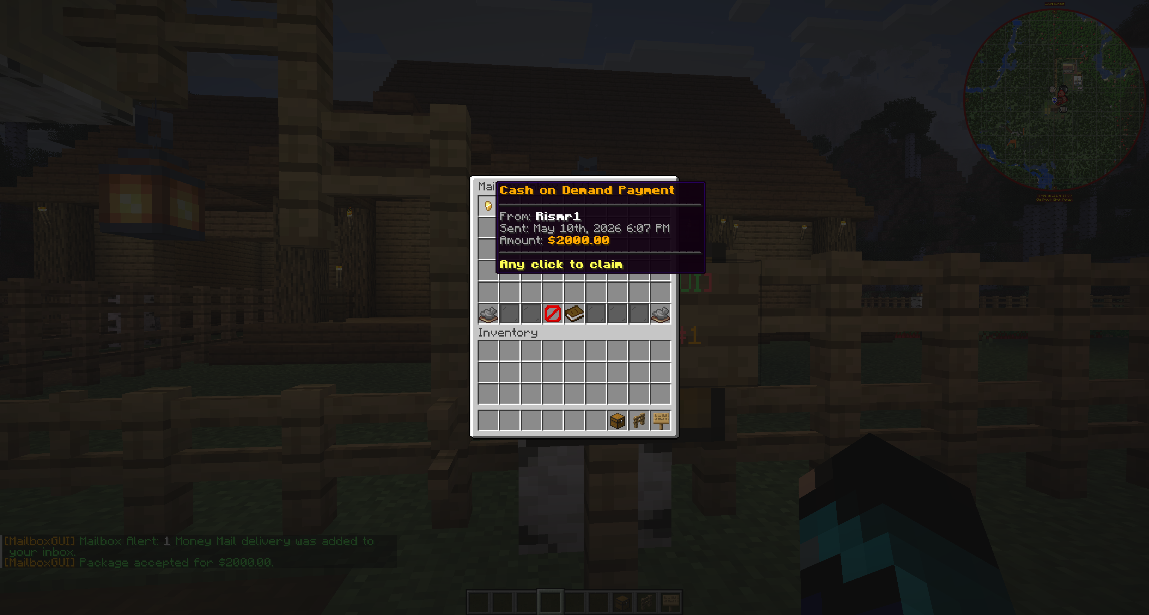 Cash-On-Demand Payment delivered as a MailboxGUI money mail item