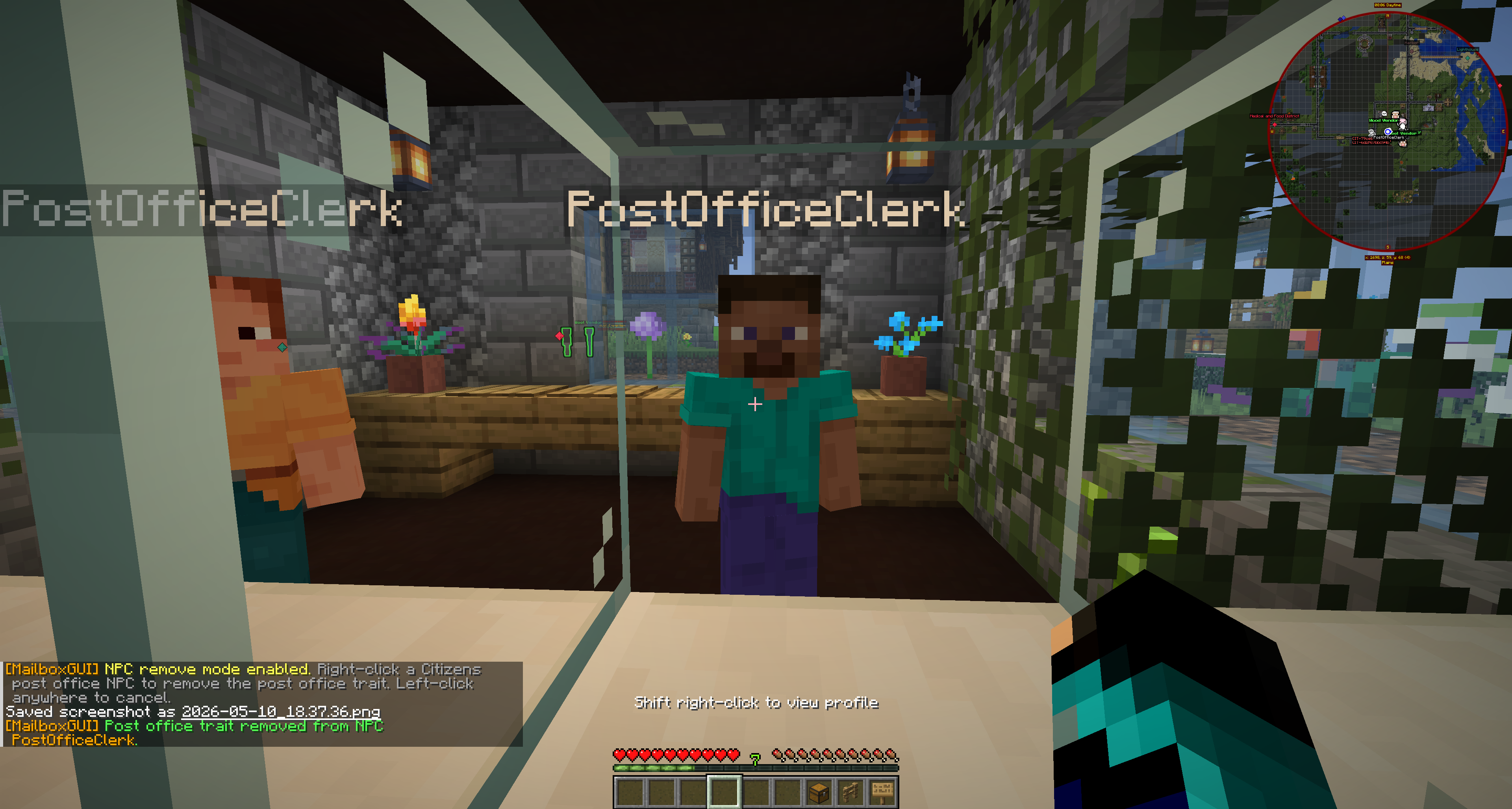 Success message after removing the Post Office NPC marker