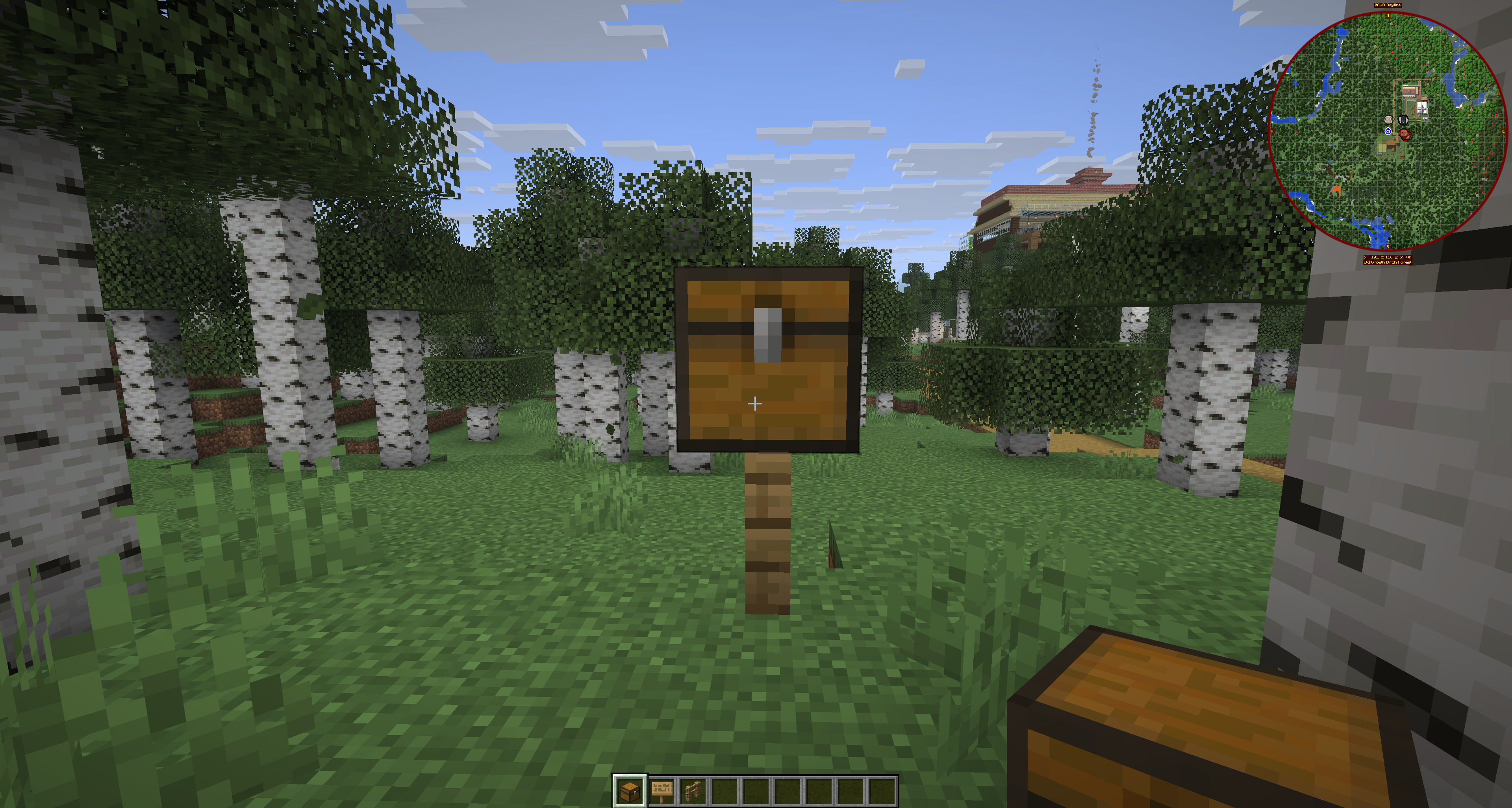 Fence post with a single chest placed directly on top