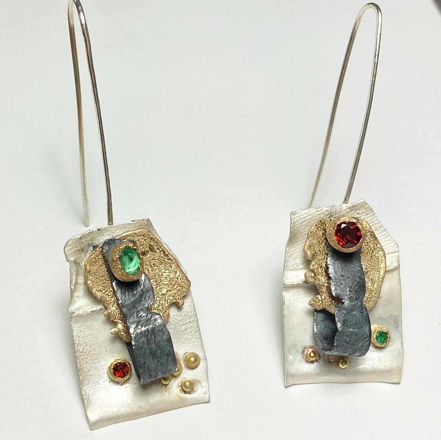 Handmade silver and gemstone earrings