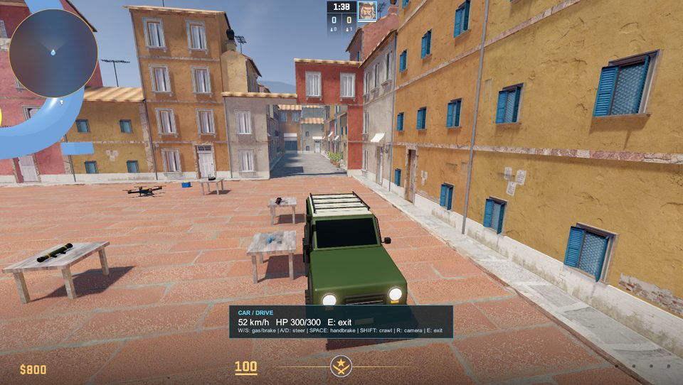 Off-road car on kerbs and rocks