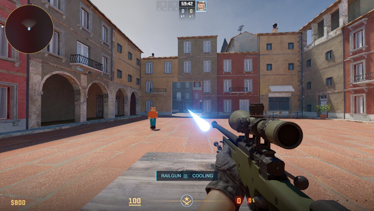 Railgun shot through walls