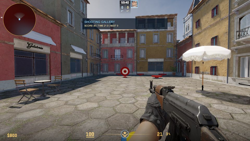 Shooting gallery mini-game