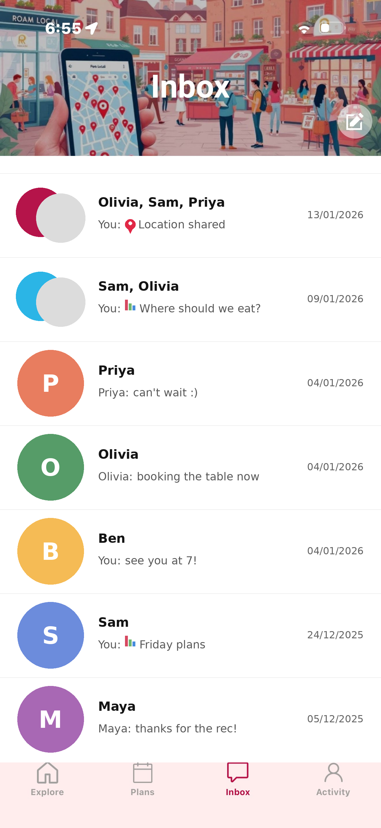 Roam app messenger screen