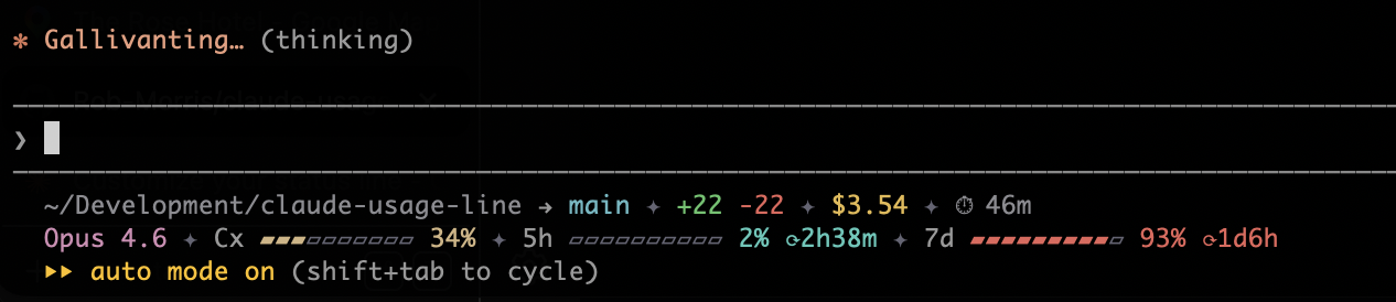 claude-usage-line statusline screenshot