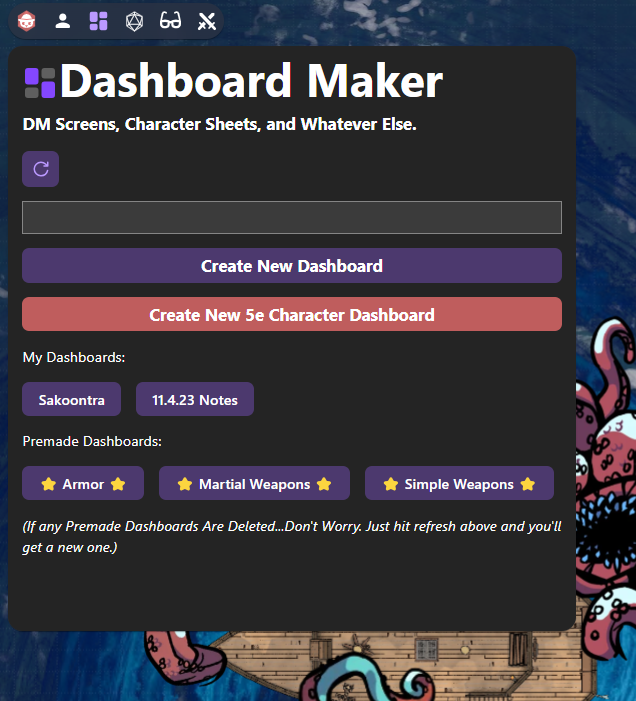 Dashboard Maker header