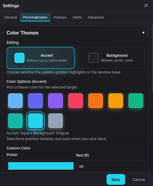 Personalization Tab