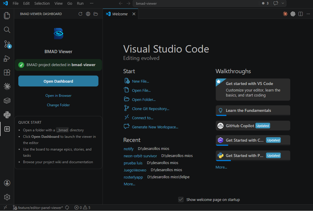 Sidebar with Open Dashboard