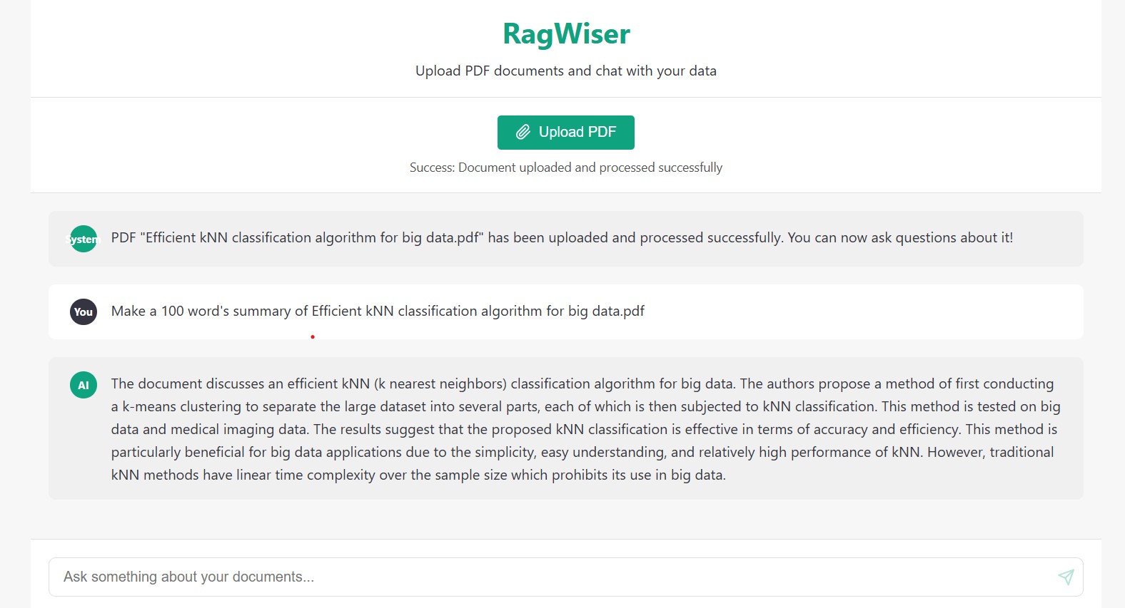 RagWiser UI Screenshot