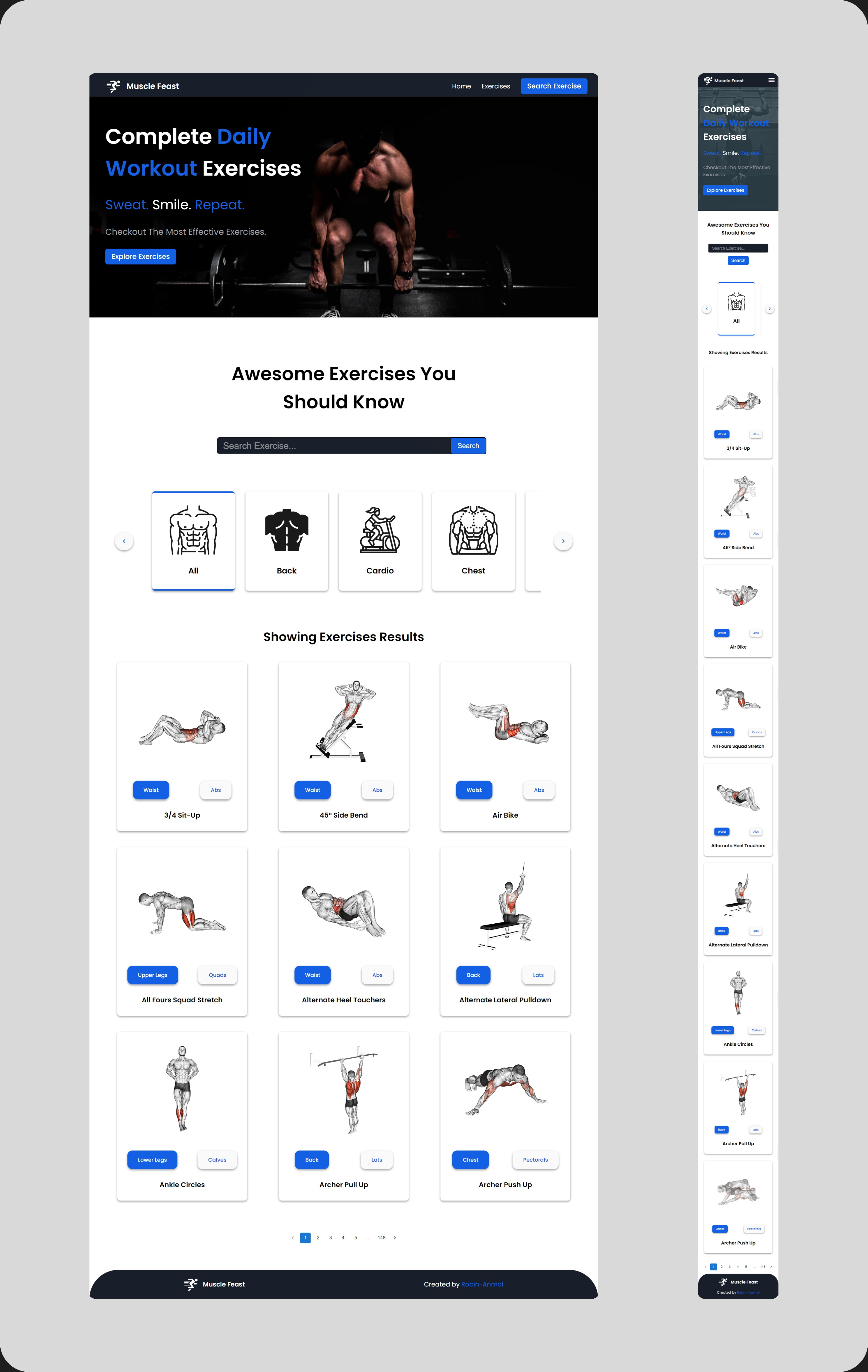 "Responsive Muscle Feast App With ExerciseDB API"