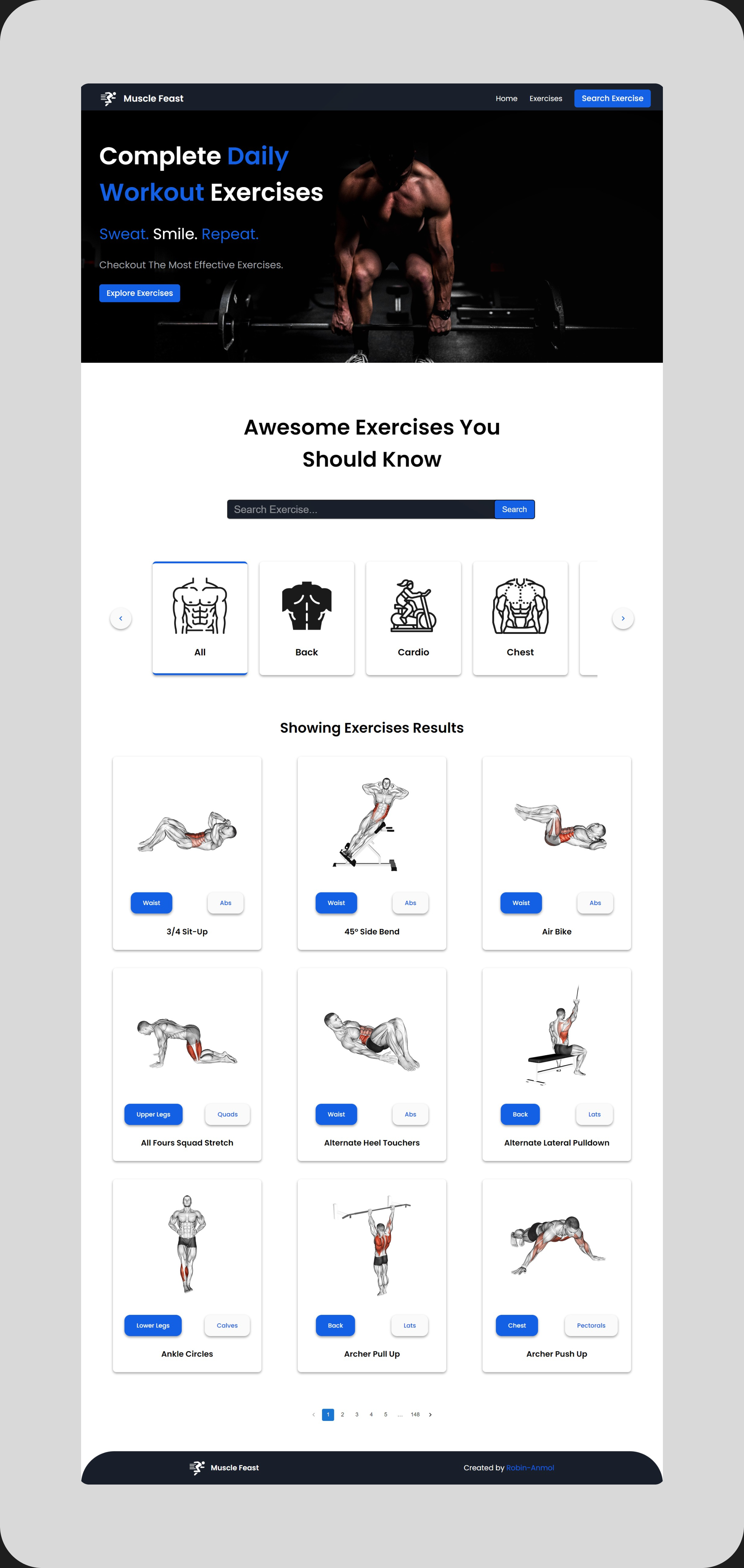 "Responsive Muscle Feast App With ExerciseDB API"