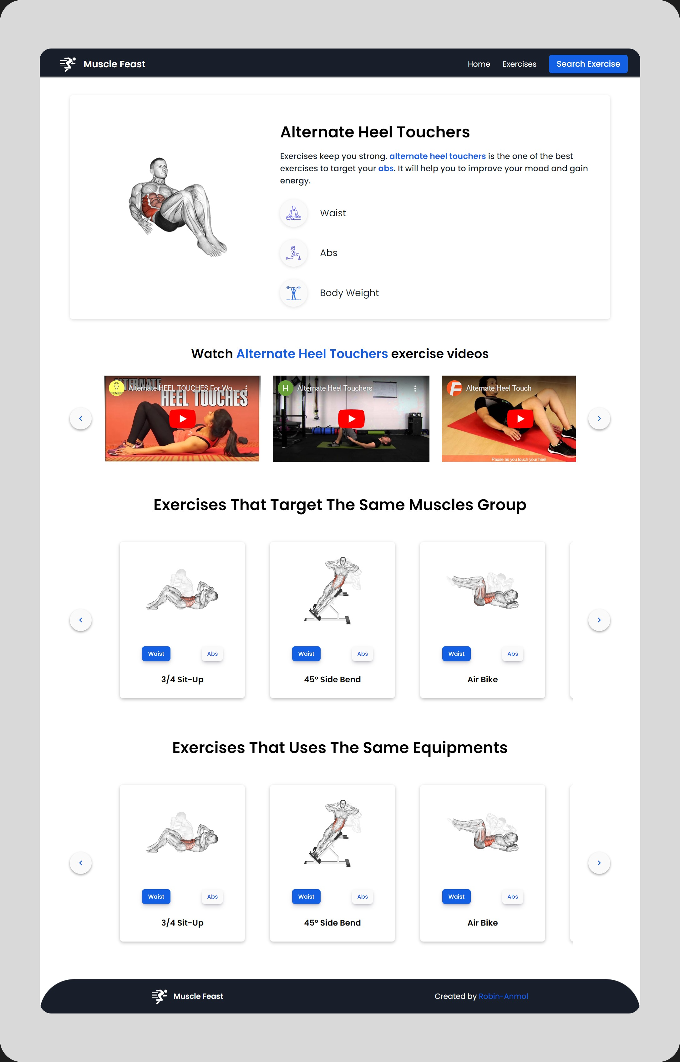 "Responsive Muscle Feast App With ExerciseDB API"