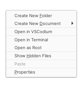 Preview picture of context menu