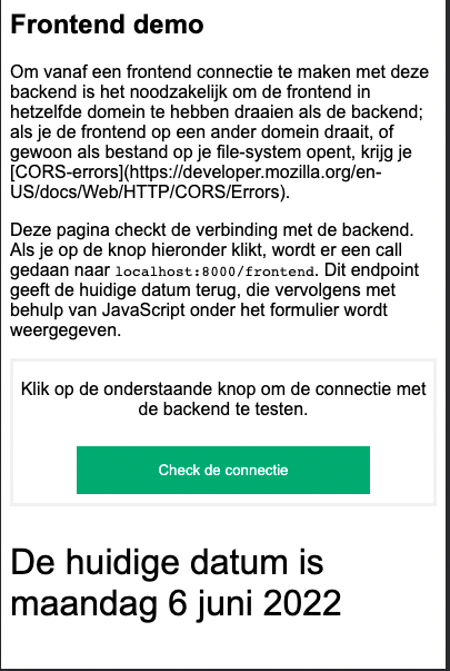 Check van de communicatie met de backend