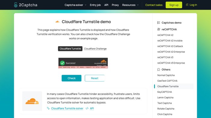 Cloudflare Turnstile success