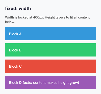 fixed: width