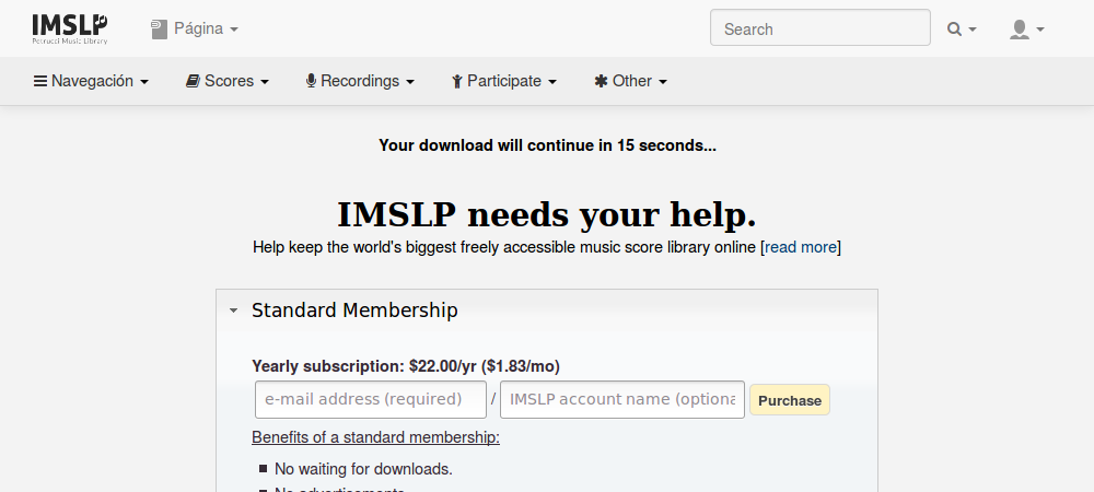 IMSLP Subscription Page