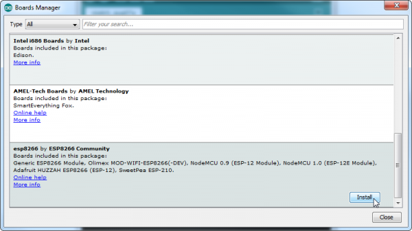 Install ESP8266 Core Libraries for Arduino