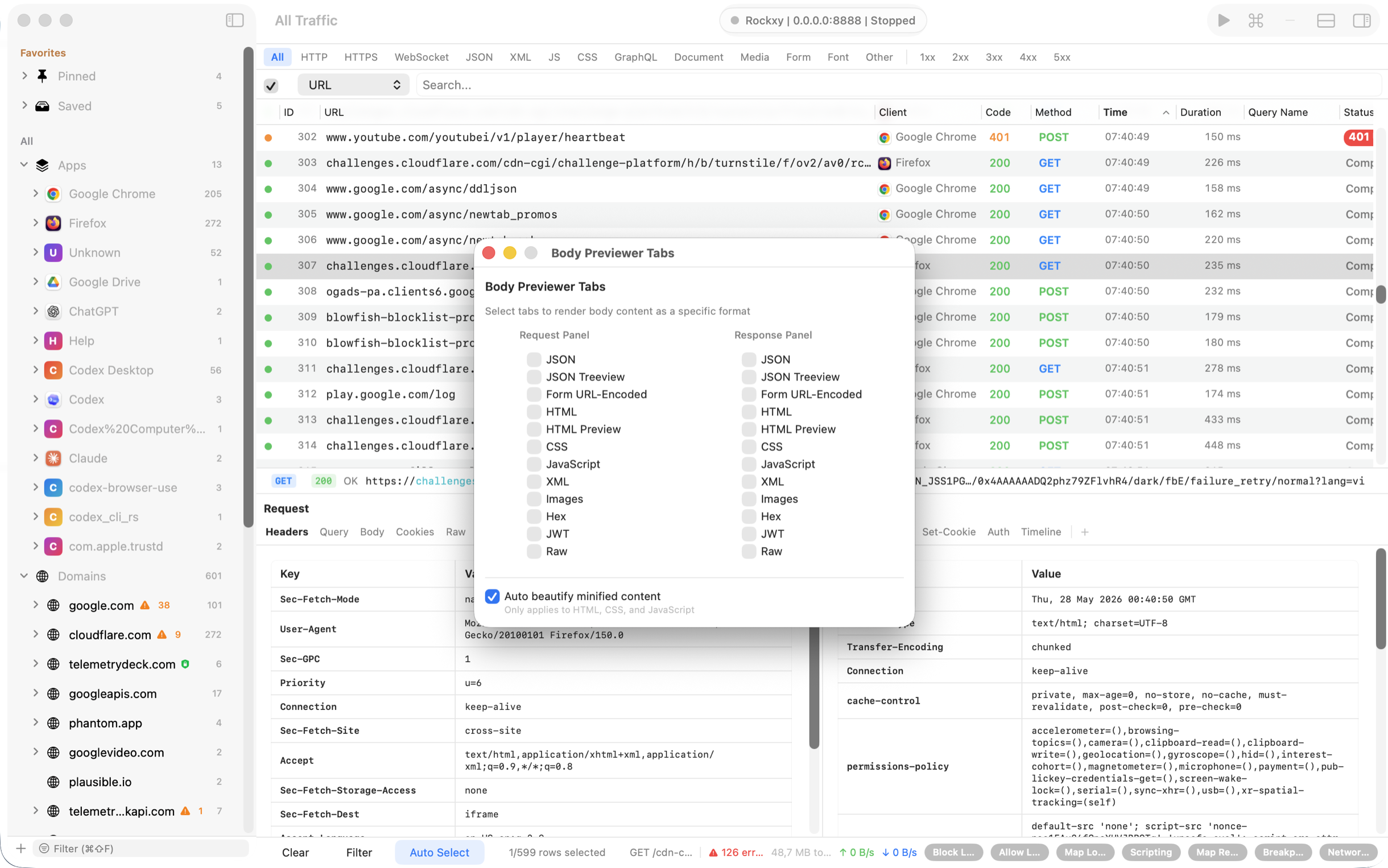 Rockxy custom inspector previewer tabs for JSON, GraphQL, JWT, and image bodies
