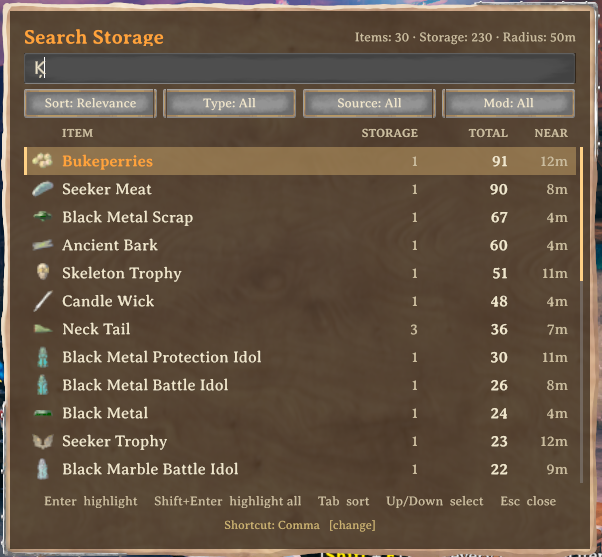 The search window