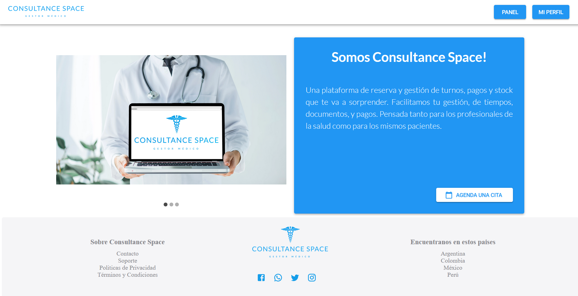 Consultance Space home page with the appointment booking call to action