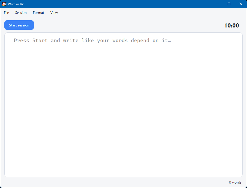 Write or Die light mode editor