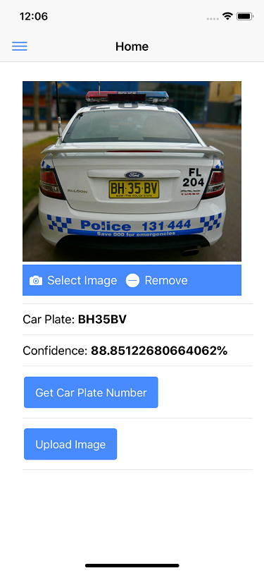 car plate recognition app screenshot