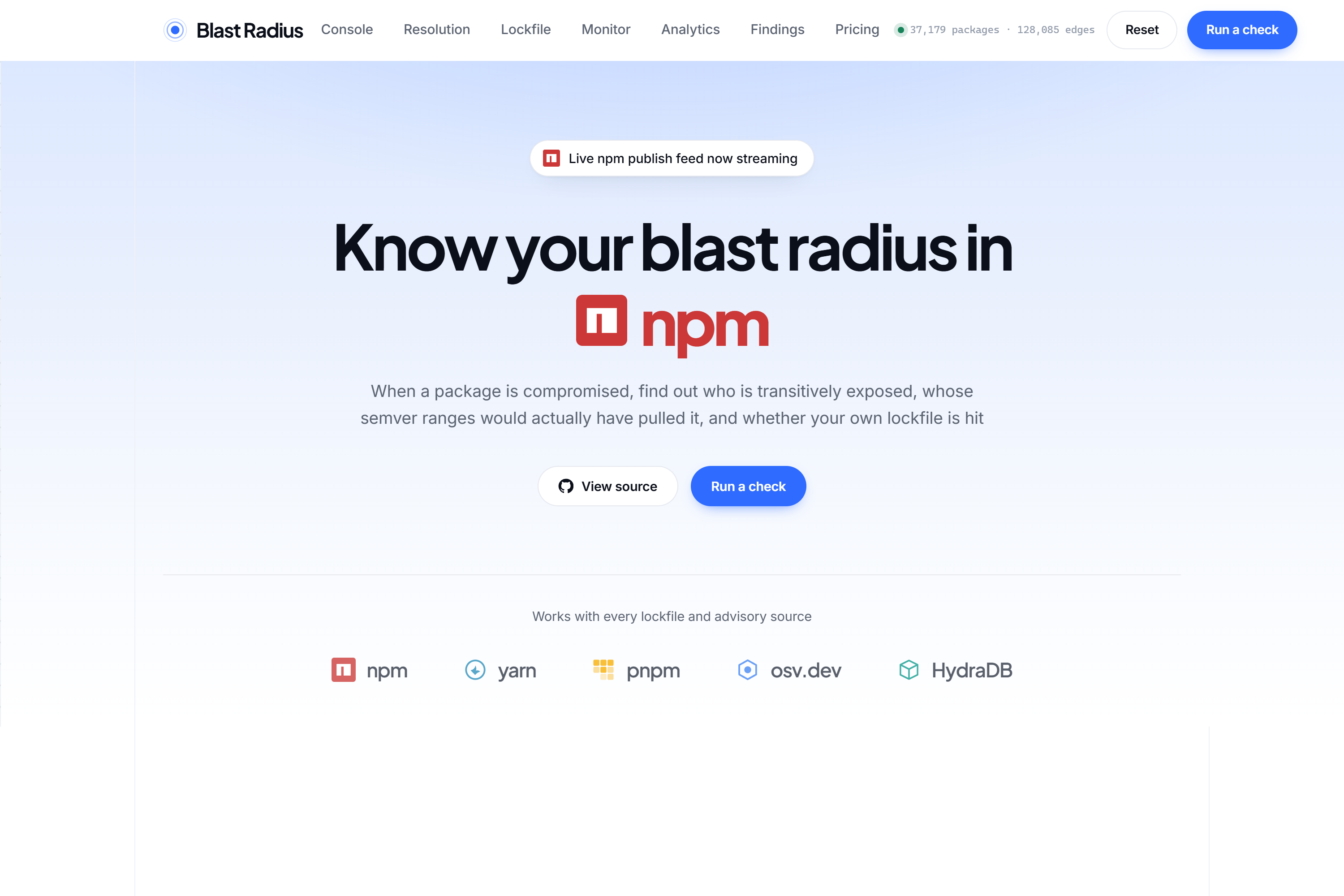 Blast Radius security dashboard preview
