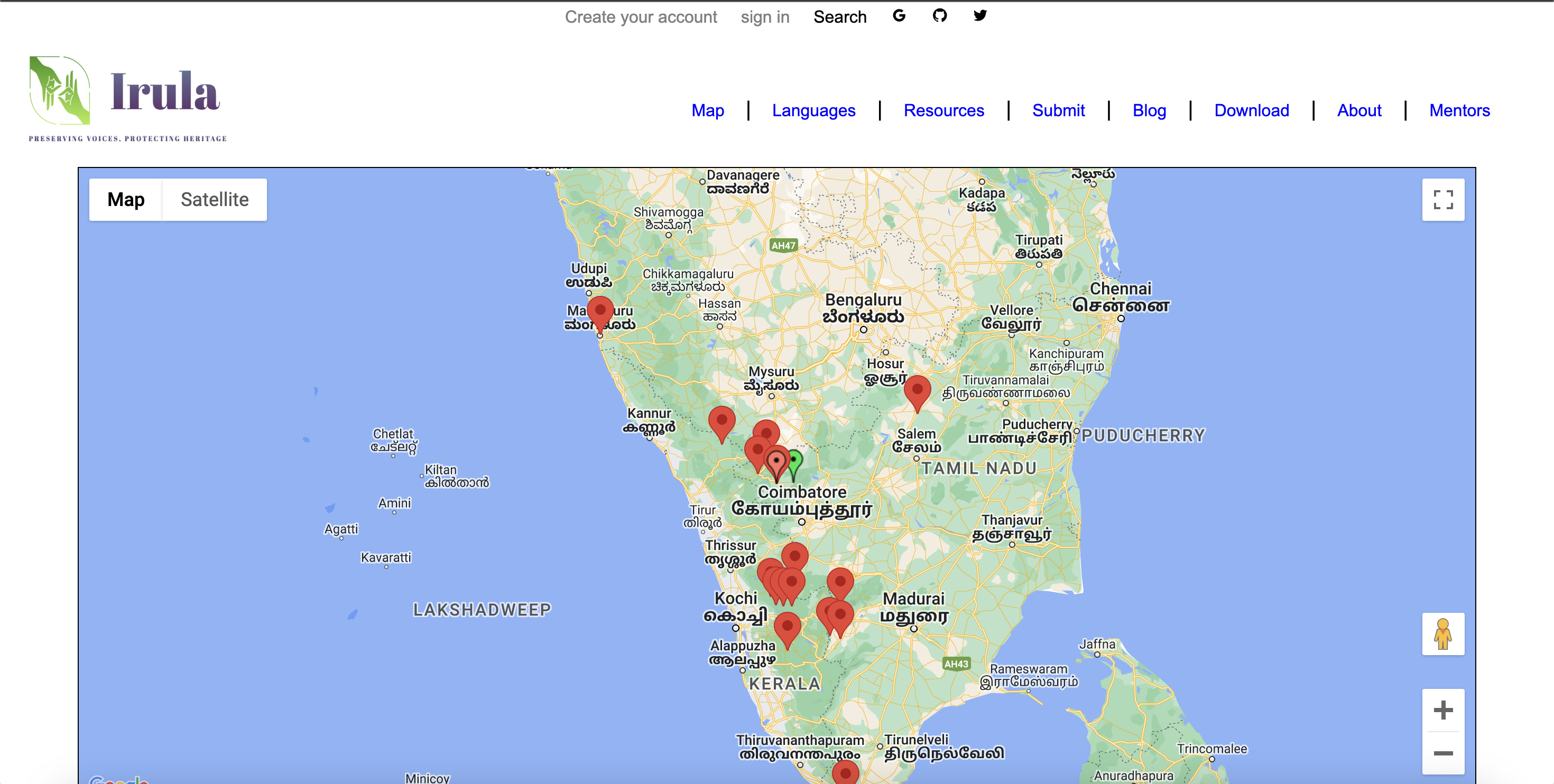 Irula Language Map