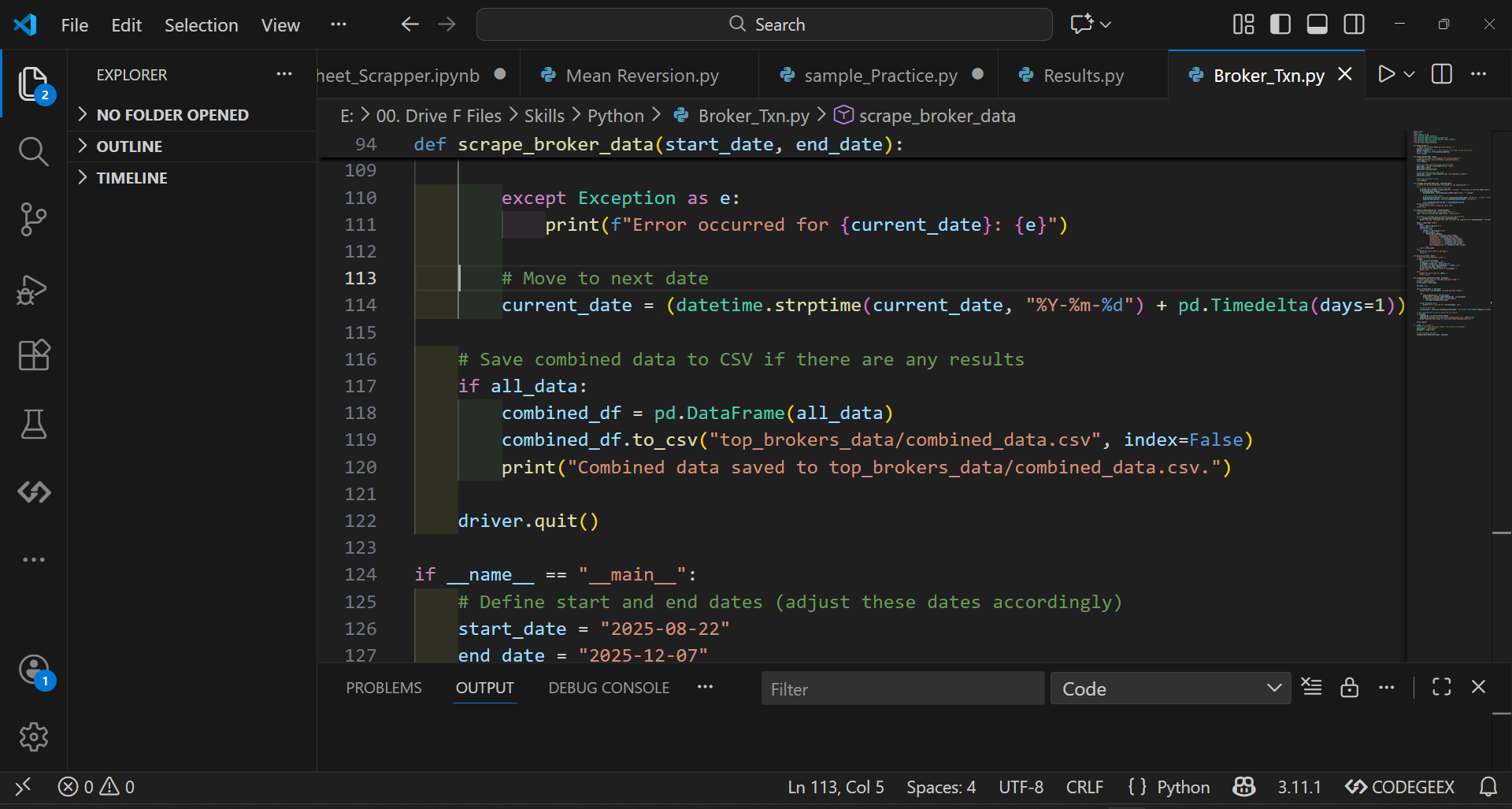 Data Extraction Code