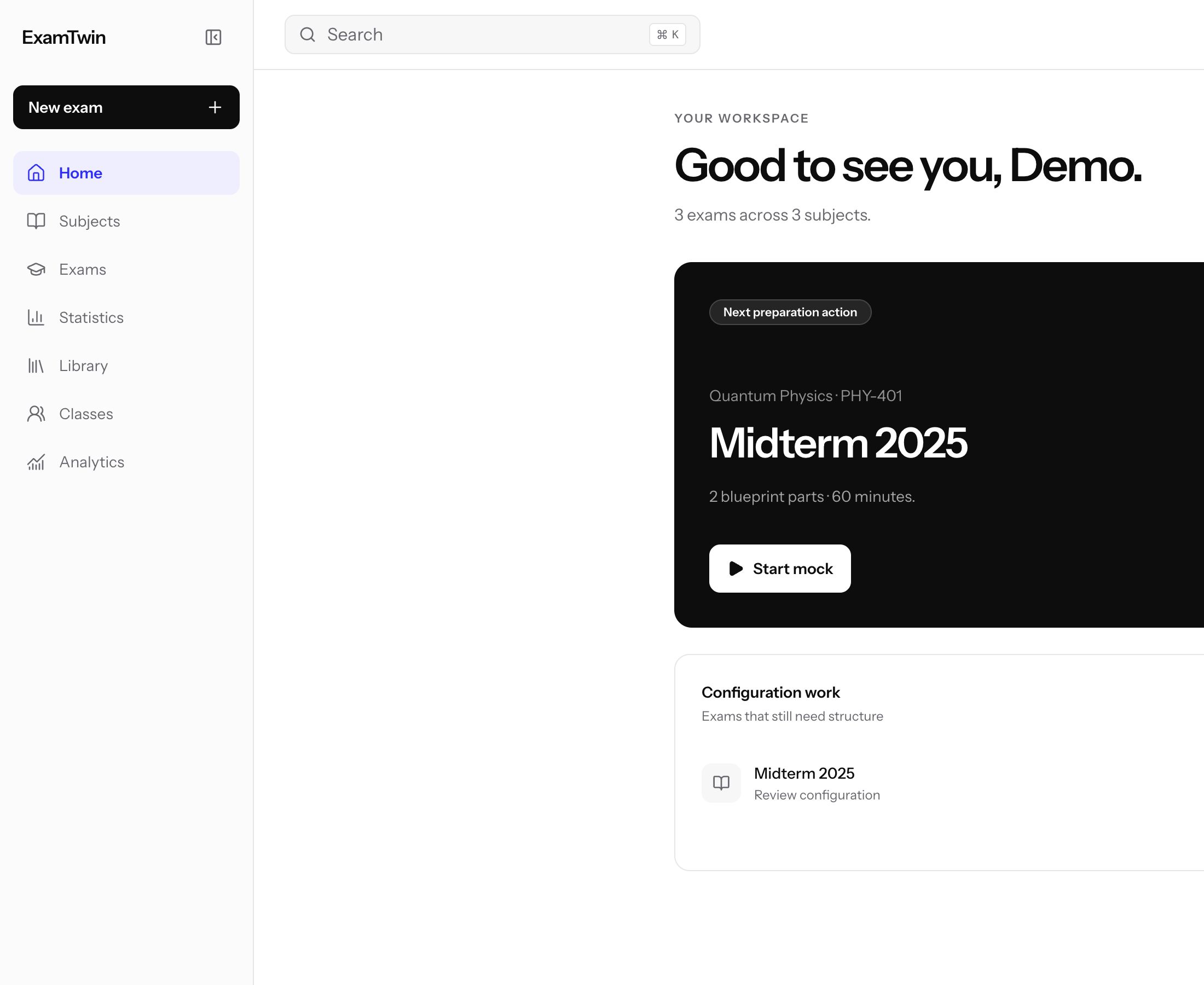 ExamTwin dashboard