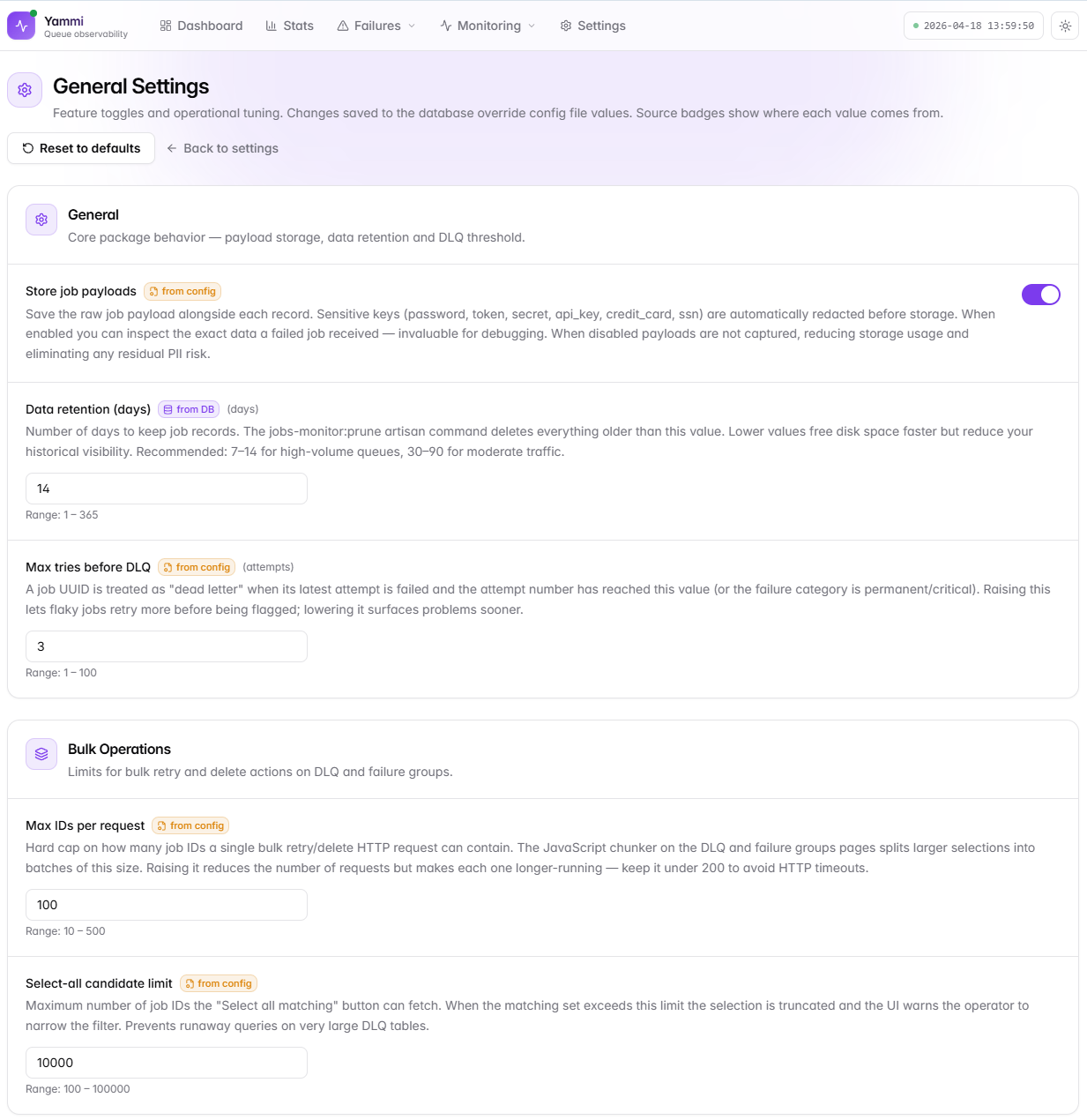 General settings
