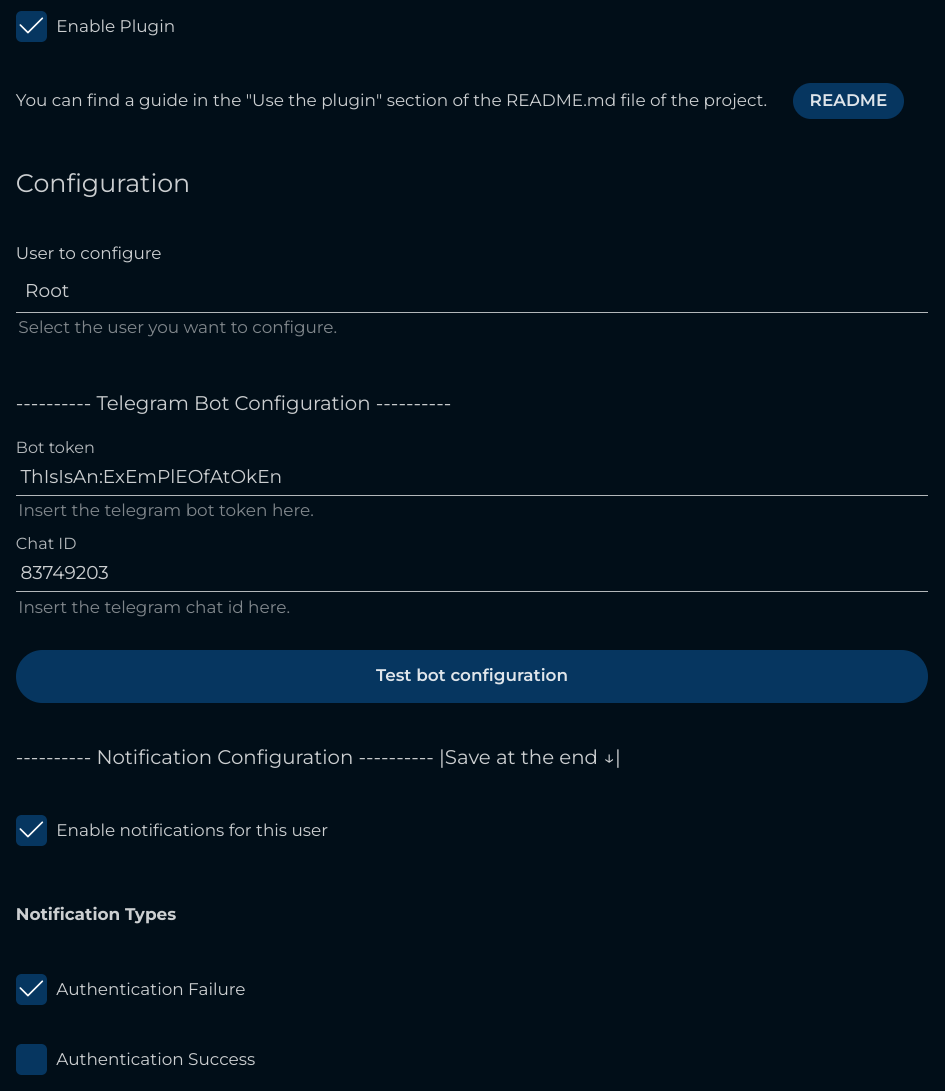 Configuration page exemple