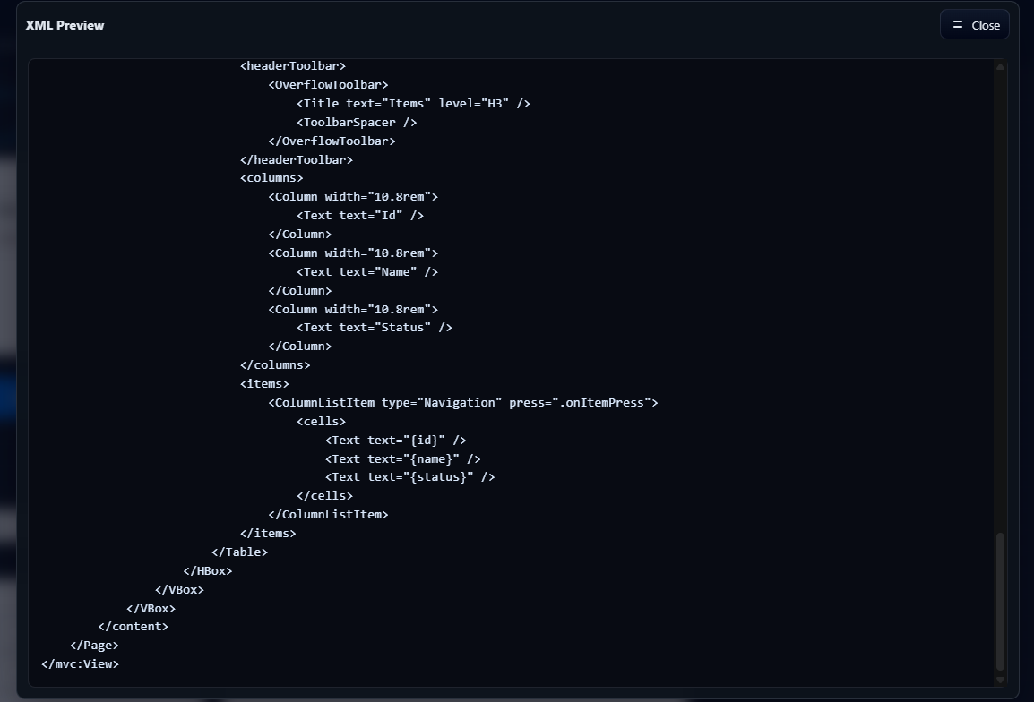 XML preview