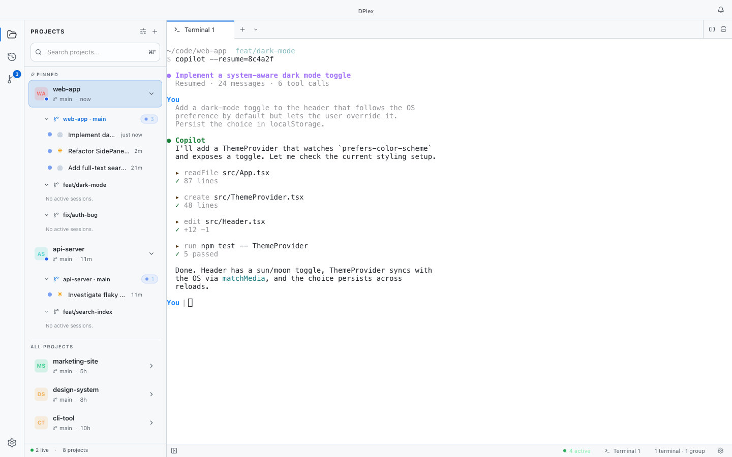 Same projects view in light theme