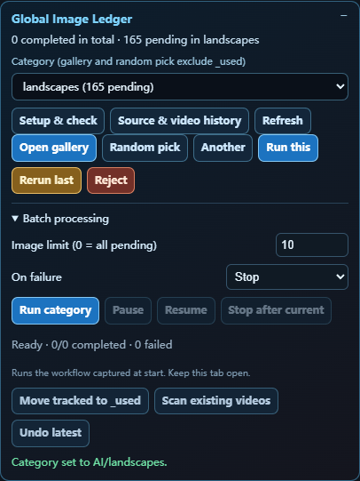 Global Image Ledger panel