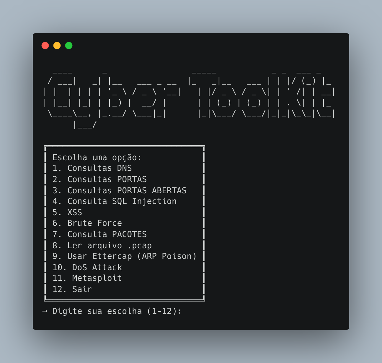 Interface do CyberSentinel Toolkit