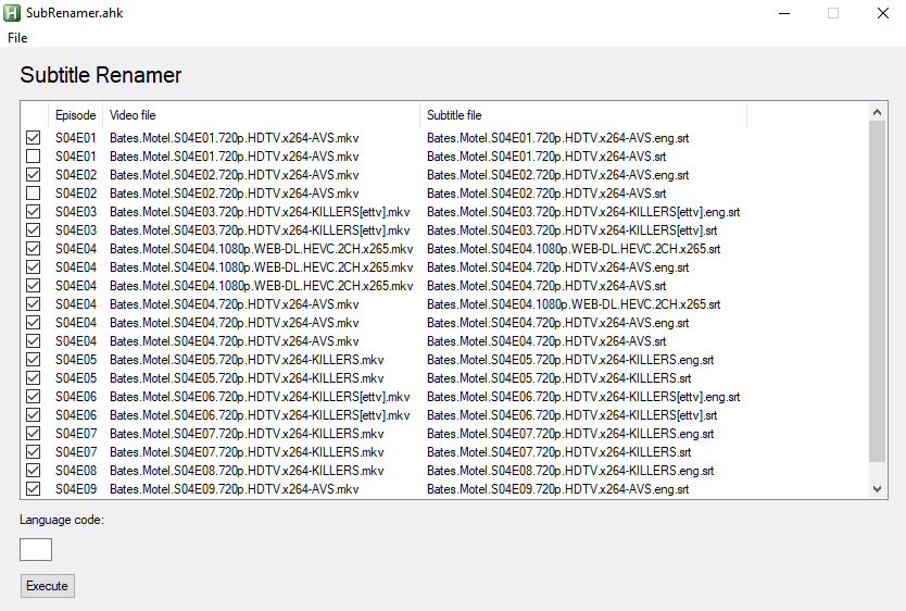 SubRenamer screenshot
