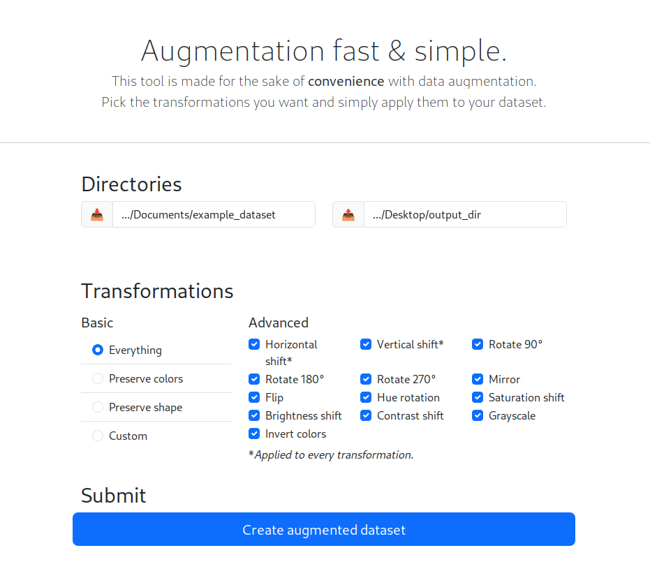 Augmentator frontend