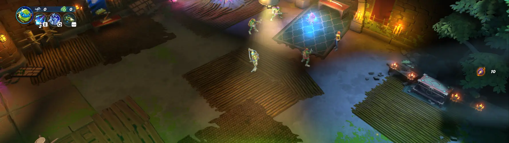 A 32:9 screenshot of Teenage Mutant Ninja Turtles: Splintered Fate