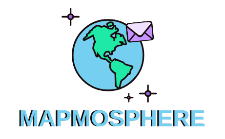 mapmosphere logo of earth with stars and a letter
