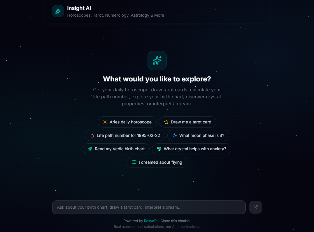 AI Astrology Chatbot — Empty State