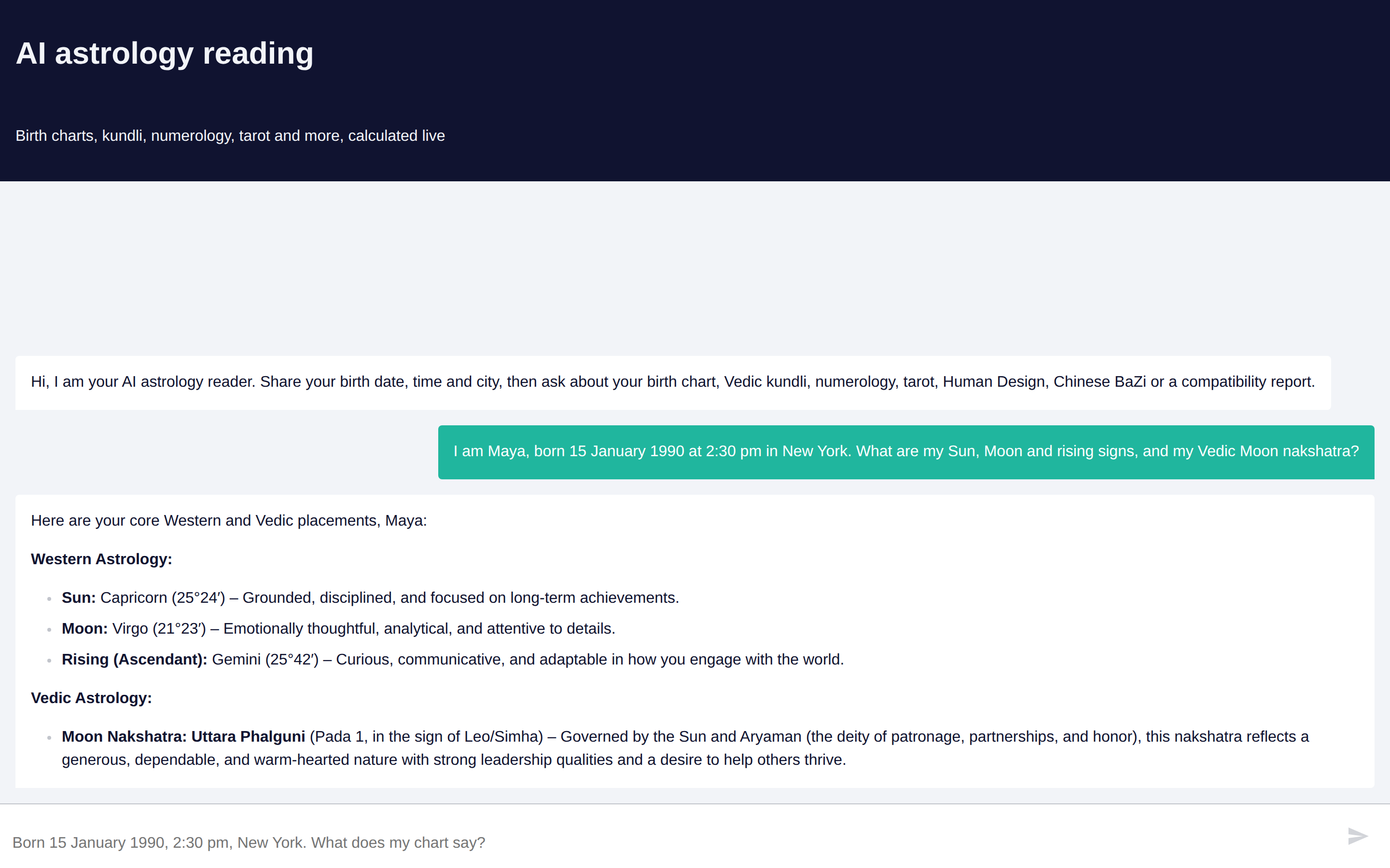 n8n AI Astrology Chatbot screenshot