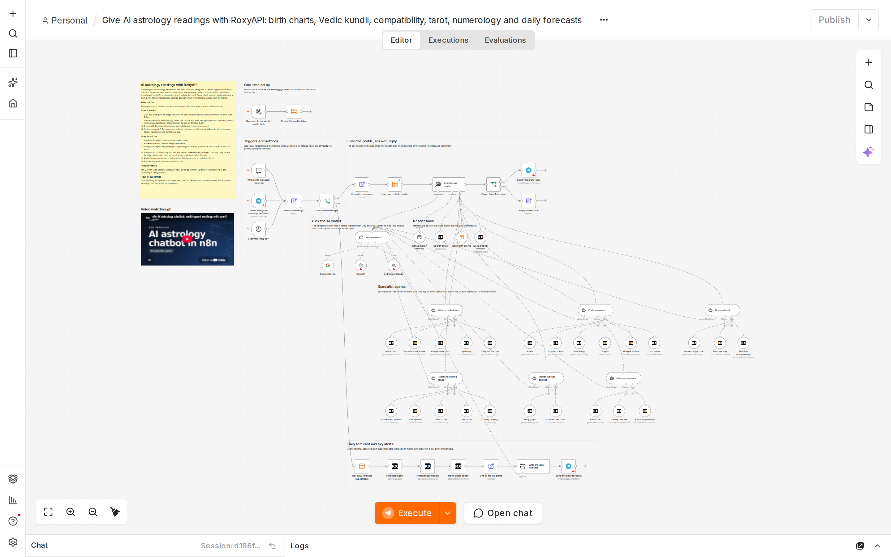n8n AI Astrology Chatbot screenshot